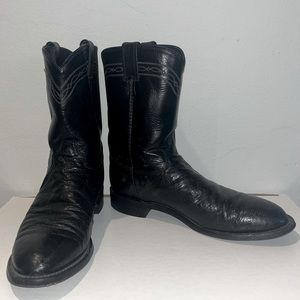 Exotic roper boot w/ black smooth ostrich